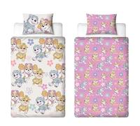 Parure de lit Simple Officielle Paw Patrol | Parure de lit réversible pour Fille, Motif brossé, avec taie d'oreiller Assortie, avec Ruben, Everest et Skye.