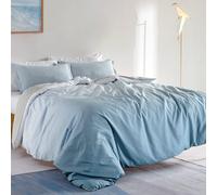 Parure de lit SLEEP ZONE, housse de couette imprimée, 120 g/m², ultra douce, fermeture éclair, attaches d'angle, 3 pièces, gris ombré, bleu, king