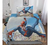 Parure De Lit Spider-Man 3 Pieces En Microfibre Brossée Douce, Motif Personnages Du Film Marvel, Housse De Couette Et 2 Taies D'oreiller, Pour Lit Simple
