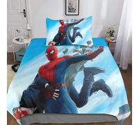 Parure De Lit Spider-Man 3 Pieces, Housse De Couette Simple + 2 Taies D'oreiller Assorties, Facile D'entretien Et Ultra Douce, En Microfibre, Motif Personnages Du Film Marvel, Impr