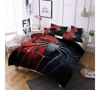 Parure De Lit Spiderman, 100 % Coton À Fibres Longues, Respirante, Légère, Avec Fermeture À Boutons Dissimulés.