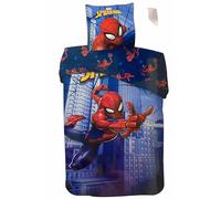 Parure de Lit Spiderman 140x200 cm - 100% Coton - Housse de Couette + Taie d'oreiller 63x63 cm - Marvel (C)