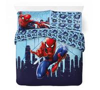 Parure de Lit Spiderman 2 Personnes en Coton, Housse de Couette Réversible avec 2 Taies d'oreiller - 100% Coton - Une Housse de Couette 240x220 et 2 taie d'oreiller 65x65 cm