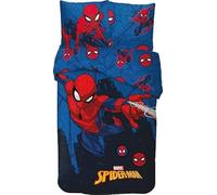 Parure de Lit Spiderman en Coton, Housse de Couette Spiderman Réversible 140x200 cm, Taie d'oreiller 63x63 cm, 100% Coton (Parure Housse de Couette Spiderman, 140 X 200 Cm)