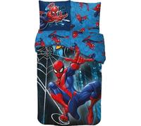 arlis Parure de Lit Spiderman en Coton, Housse de Couette Spiderman Réversible 140x200 cm, Taie d'oreiller 63x63 cm, 100% Coton (Parure de lit Spiderman, 140 X 200 Cm)