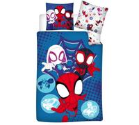 Parure de Lit Spiderman Polycoton, Housse de Couette Réversible 140x200 cm + Taie d'oreiller 65x65 cm