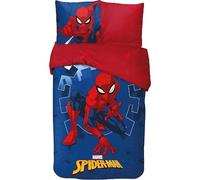 Parure de Lit Spiderman pour Enfant, Housse de Couette Réversible 140x200 cm, Taie d'oreiller 63x63 cm, 100% Coton