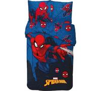 Parure de Lit Spiderman pour Enfant, Housse de Couette Réversible 140x200 cm, Taie d'oreiller 63x63 cm, 100% Coton (Parure Spiderman)