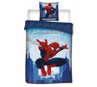 Parure de Lit Spiderman Web 1 Personne, Housse de Couette 140x200 cm + Taie d'oreiller 65x65 cm, Polycoton