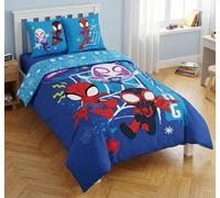 Parure de Lit Spidey et Ses Amis Extraordinaires - Housse de Couette Réversible 135x200 + Taie d'oreiller 80x80 cm - 100% Coton - Design Officiel Marvel