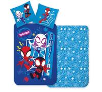 Parure de Lit Spidey et Ses Amis Extraordinaires - Housse de Couette Réversible 140x200 + Taie d'oreiller 65x65 cm - 100% Coton - Design Officiel Marvel