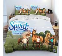 Parure De Lit Spirit Riding Free Horses, Housse De Couette Pour Enfants, Motif Chevaux De Dessin Anime, Taille King/Queen, Decoration De Chambre, Cadeaux
