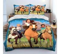 Parure De Lit Spirit Riding Free Horses, Housse De Couette Pour Enfants, Motif Chevaux De Dessin Anime, Taille King/Queen, Decoration De Chambre, Cadeaux
