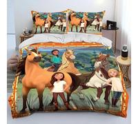 Parure De Lit Spirit Riding Free Horses, Housse De Couette Pour Enfants, Motif Chevaux De Dessin Anime, Taille King/Queen, Decoration De Chambre, Cadeaux