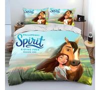Parure De Lit Spirit Riding Free Horses, Housse De Couette Pour Enfants, Motif Chevaux De Dessin Anime, Taille King/Queen, Decoration De Chambre, Cadeaux