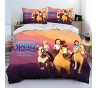 Parure De Lit Spirit Riding Free Horses, Housse De Couette Pour Enfants, Motif Chevaux De Dessin Anime, Taille King/Queen, Decoration De Chambre, Cadeaux