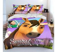 Parure De Lit Spirit Riding Free Horses, Housse De Couette Pour Enfants, Motif Chevaux De Dessin Anime, Taille King/Queen, Decoration De Chambre, Cadeaux