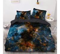 Parure De Lit Star Galaxy Universe - Housse De Couette 100 % Coton Lavé, Respirante, Durable Et Douce - Qualité Hôtelière Avec Fermeture Éclair