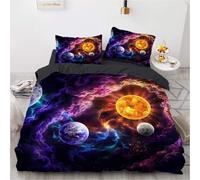 Parure De Lit Star Galaxy Universe - Housse De Couette 100 % Coton Lavé, Respirante, Durable Et Douce - Qualité Hôtelière Avec Fermeture Éclair