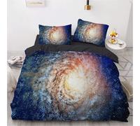 Parure De Lit Star Galaxy Universe - Housse De Couette 100 % Coton Lavé, Respirante, Durable Et Douce - Qualité Hôtelière Avec Fermeture Éclair