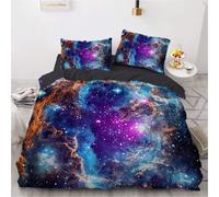 Parure De Lit Star Galaxy Universe - Housse De Couette 100 % Coton Lavé, Respirante, Durable Et Douce - Qualité Hôtelière Avec Fermeture Éclair