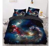 Parure De Lit Star Galaxy Universe - Housse De Couette 100 % Coton Lavé, Respirante, Durable Et Douce - Qualité Hôtelière Avec Fermeture Éclair