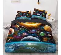 Parure De Lit Star Galaxy Universe - Housse De Couette 100 % Coton Lavé, Respirante, Durable Et Douce - Qualité Hôtelière Avec Fermeture Éclair