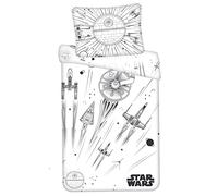 Parure de Lit Star Wars Death Star, Motif Vaisseau Spatial, Brille dans Le Noir, Housse de Couette 140 x 200 cm + Taie d'oreiller 70x90 cm