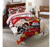 Parure De Lit Ste-X 200 X 200 Cm, Housse De Couette Betty Boop Et 2 Taies D'oreiller 80 X 80 Cm, 3 Pieces, Douce Et Moelleuse, Avec Fermeture Éclair, Mignonne