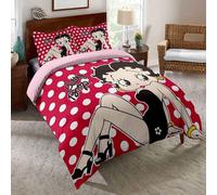 Parure De Lit Ste-X 200 X 200 Cm, Housse De Couette Betty Boop Et 2 Taies D'oreiller 80 X 80 Cm, 3 Pieces, Douce Et Moelleuse, Avec Fermeture Éclair, Mignonne