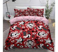 Parure De Lit Ste-X 200 X 200 Cm, Housse De Couette Betty Boop Et 2 Taies D'oreiller 80 X 80 Cm, 3 Pieces, Douce Et Moelleuse, Avec Fermeture Éclair, Mignonne
