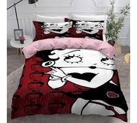 Parure De Lit Ste-X 200 X 200 Cm, Housse De Couette Betty Boop Et 2 Taies D'oreiller 80 X 80 Cm, 3 Pieces, Douce Et Moelleuse, Avec Fermeture Éclair, Mignonne