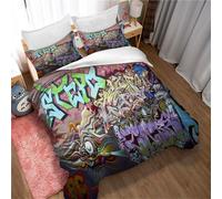 Parure De Lit Ste-X 3d Graffiti, Housse De Couette Et Taie D'oreiller En Microfibre Polyester Avec Fermeture Éclair 50 X 75 Cm, Douce Et Anti-Sensibilité
