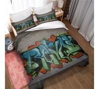 Parure De Lit Ste-X 3d Graffiti, Housse De Couette Et Taie D'oreiller En Microfibre Polyester Avec Fermeture Éclair 50 X 75 Cm, Douce Et Anti-Sensibilité