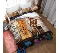 Parure De Lit Ste-X 3d Graffiti, Housse De Couette Et Taie D'oreiller En Microfibre Polyester Avec Fermeture Éclair 50 X 75 Cm, Douce Et Anti-Sensibilité