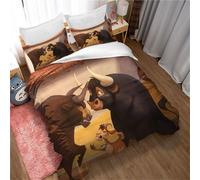 Parure De Lit Ste-X Anime 3d Animals En Microfibre Avec Housse De Couette 230 X 220/200 X 200 Cm, Motif Bovin