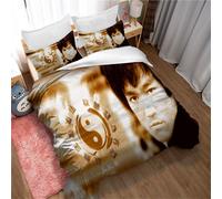 Parure De Lit Ste-X Avec Housse De Couette Kung Fu Bruce Lee Pour Hommes Et Jeunes Garçons, 2 Taies D'oreiller, Fermeture Éclair Dissimulée