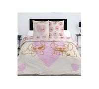 Parure de Lit Stitch et Angel Rose, Textile Oeko-Tex, Lit 2 places, Housse de Couette 240x220 cm, Taies d'oreiller 65x65 cm