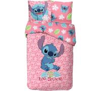 Parure de Lit Stitch pour Enfant, Housse de Couette Disney Réversible 140x200 cm, Taie d'oreiller 63x63 cm, 100% Coton (Parure de lit Stitch - C)