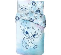 Parure de Lit Stitch pour Enfant, Housse de Couette Disney Réversible 140x200 cm, Taie d'oreiller 63x63 cm, 100% Coton (Parure de lit Stitch)