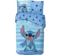 Parure de Lit Stitch pour Enfant, Housse de Couette Disney Réversible 140x200 cm, Taie d'oreiller 63x63 cm, 100% Coton (Parure Housse de Couette Stitch)