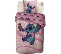 Parure de Lit Stitch pour Enfant, Housse de Couette Disney Réversible 140x200 cm, Taie d'oreiller 65x65 cm, 100% Coton (Parure de lit Stitch Disney - B)