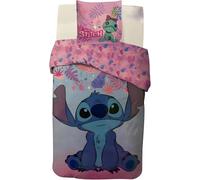 Parure de Lit Stitch pour Enfant, Housse de Couette Disney Réversible 140x200 cm, Taie d'oreiller 65x65 cm, 100% Coton (Parure de Lit Lilo and Stitch - A)