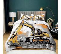 Parure de Lit Style Bande Dessinée 180x200 cm Housse de Couette 2 Personnes Pelle Mécanique pour Adultes Garçons et Filles, Ensemble de Literie en Microfibre Douce avec 2 Taies d'oreiller 65x65 cm