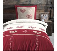 Parure de lit style montagne chaleureuse Rouge 140x200 cm