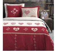 Parure de lit style montagne chaleureuse Rouge 240x220 cm