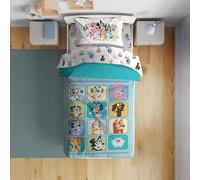 Parure de lit Sunny Side Up Bluey & Friends pour tout-petits - Parure de lit pr scolaire 4 pi ces comprenant une couette, des draps et une taie d