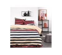 Parure de lit Sunshine - 240x220 cm - 2 personnes - Coton imprimé rayé