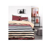 Today Parure de lit Sunshine coton imprimé rayé 240x220 cm 2 personnes Noir
