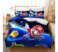 Parure De Lit Super Mario 2/3 Pieces Pour Enfants, Housse De Couette Et Taie D'oreiller, Pour Lit Simple, Double, Queen Size Et King Size, Cadeau De Luxe